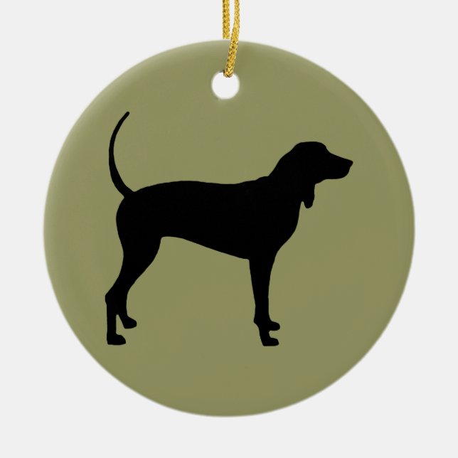 Coonhound Dog (black) Ceramic Ornament (Front)