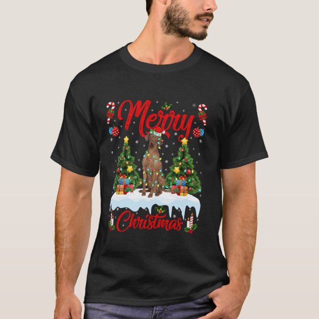 Coonhound Dog Lights Xmas Tree Santa Coonhound Chr T-Shirt (Front)