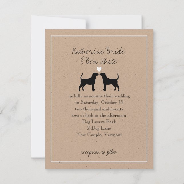 Coonhound Dog Silhouettes Wedding Invitation (Front)