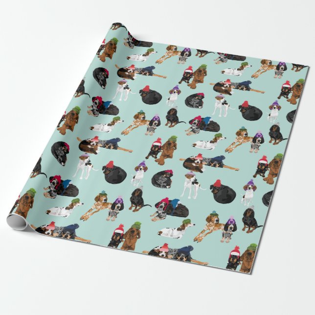 Coonhound in Hats 2020 Wrapping Paper (Unrolled)
