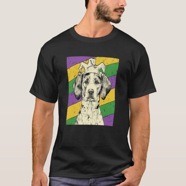 Coonhound Jester Mardi Gras Dog Mom or Dad T-Shirt (Front)