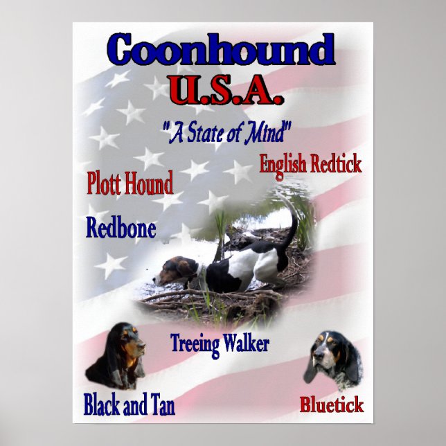 Coonhound Lovers Gifts Poster (Front)