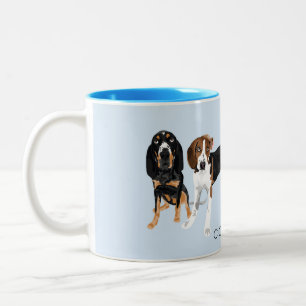 Coonhound Mom Blue Two-Tone Coffee Mug