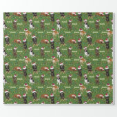 Coonhound Santa Green Wrapping Paper (Flat)