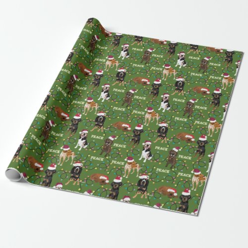 Coonhound Santa Green Wrapping Paper