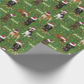 Coonhound Santa Green Wrapping Paper (Corner)