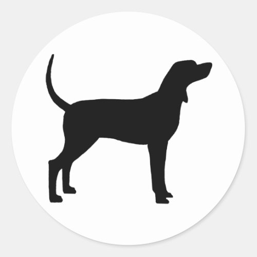 Coonhound Silhouette black Classic Round Sticker