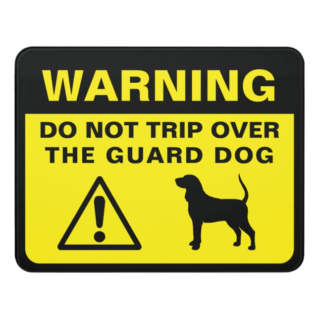 Coonhound Silhouette Funny Guard Dog Warning Door Sign (Contemporary Front)