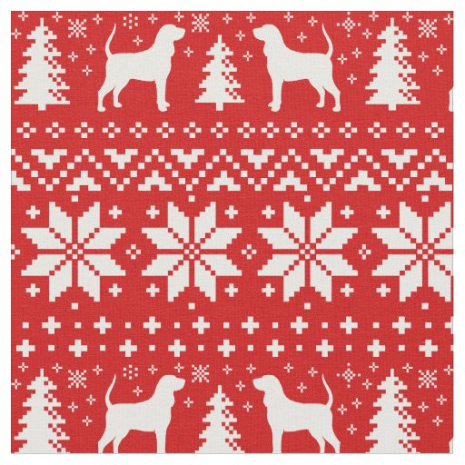 Coonhound Silhouettes Dogs Christmas Holiday Fabric