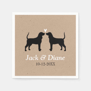 Coonhound Silhouettes with Personalized Text Napkins