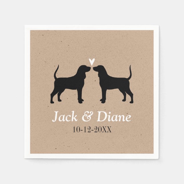 Coonhound Silhouettes with Personalized Text Napkins (Front)