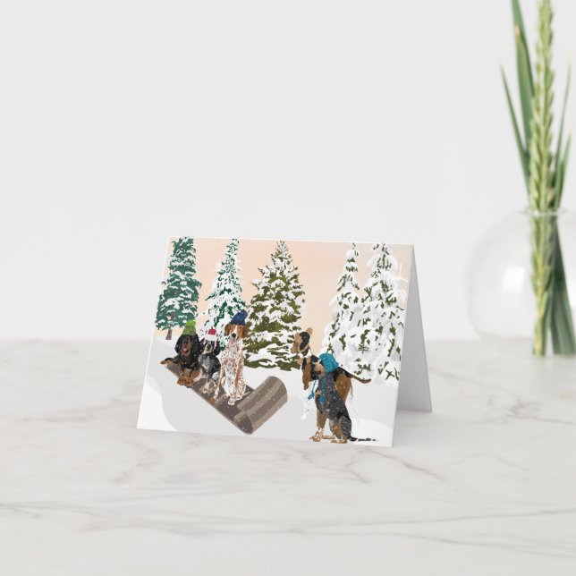 Coonhound Sledding Card (Front)