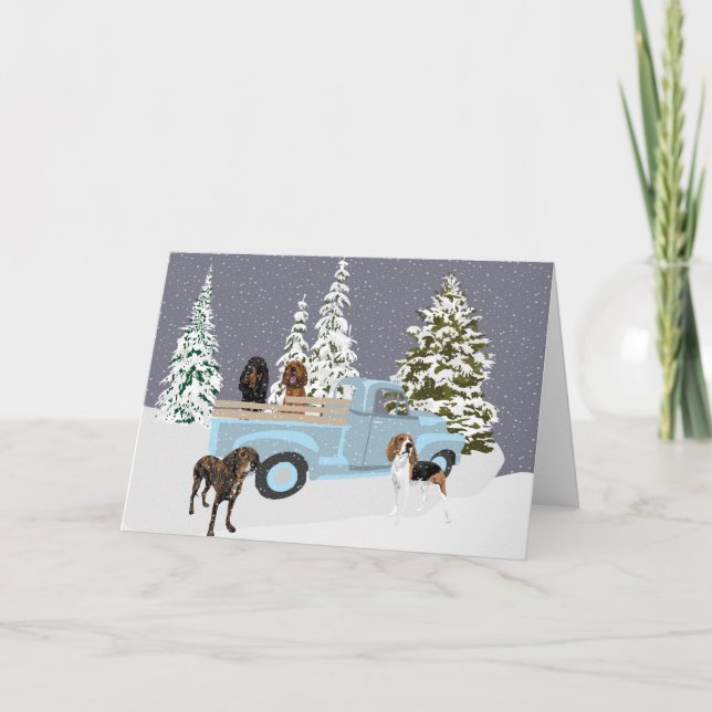 Coonhound Truck in the Snow Card (Front)