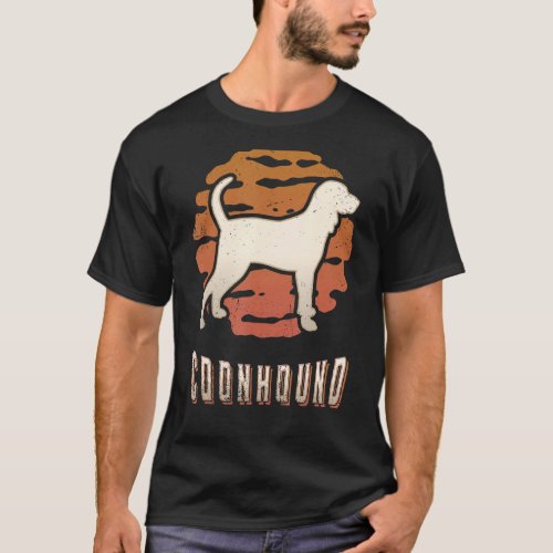 Coonhound Vintage Retro Classic Dog Sunset T_Shirt