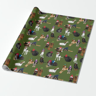 Coonhounds in Hats 2020 moss Wrapping Paper