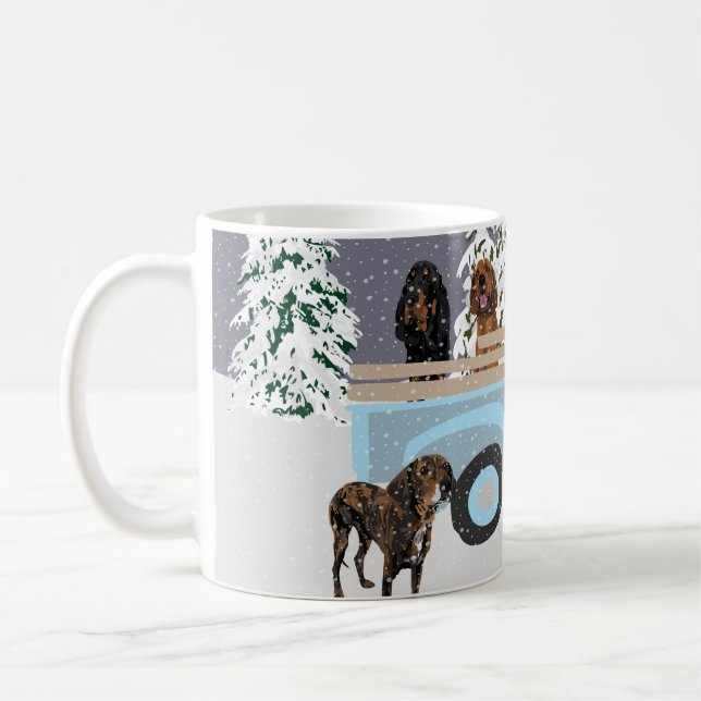 Coonhounds in the snow in a Truck Coffee Mug (Left)