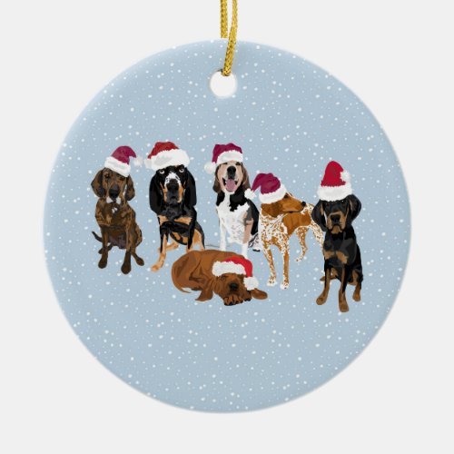 Coonhounds Santa Ceramic Ornament