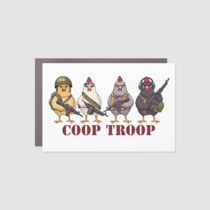 Coop Troop Funny 4th of July Military Hens  Car Magnet