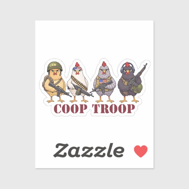 Coop Troop Funny 4th of July Military Hens  Sticker (Sheet)