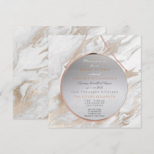 Cooper Bridal Shower Pearly Pink Marble White Gray Invitation