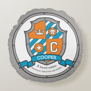 Cooper letter C name meaning heraldry shield Round Pillow