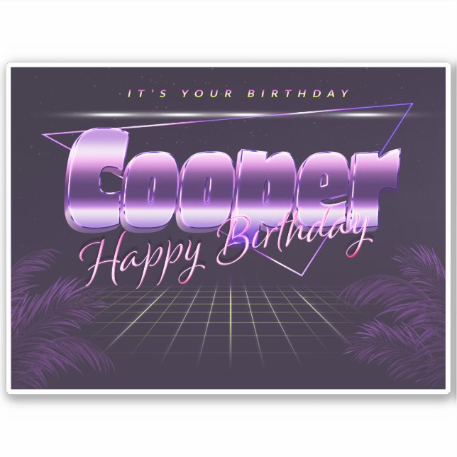 Cooper Name First name lila retro Sticker Birthday (Front)