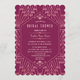 Cooper Rose Great Gatsby 1920s Bridal Shower Invitation