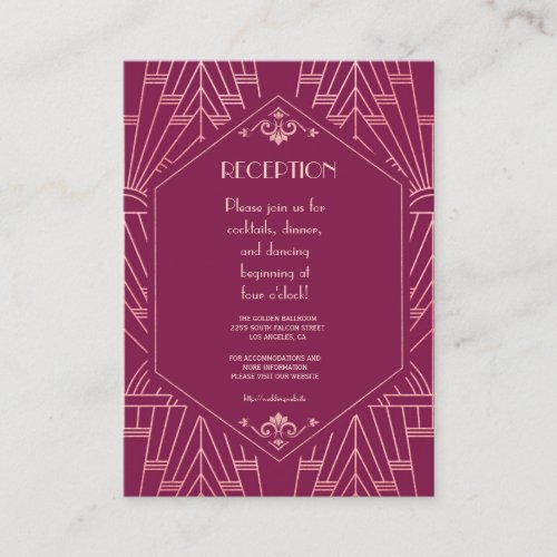 Cooper Rose Great Gatsby 1920s Wedding Enclosure Card