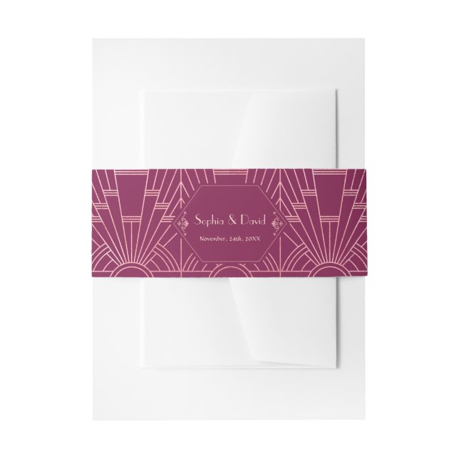 Cooper Rose Great Gatsby 1920s Wedding Invitation Belly Band (Front Example)