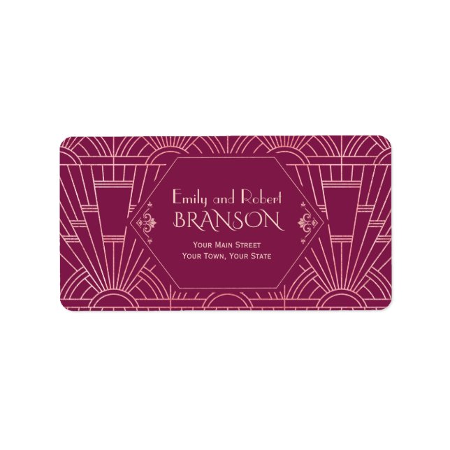 Cooper Rose Great Gatsby 1920s Wedding Label (Front)