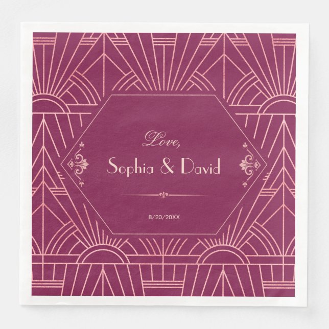 Cooper Rose Great Gatsby 1920s Wedding Paper Dinner Napkins (Front)