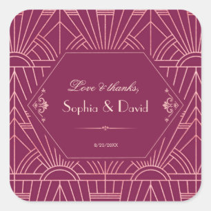 Cooper Rose Great Gatsby 1920s Wedding Square Sticker