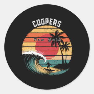 Coopers Beach New York Beach Surfing Classic Round Sticker