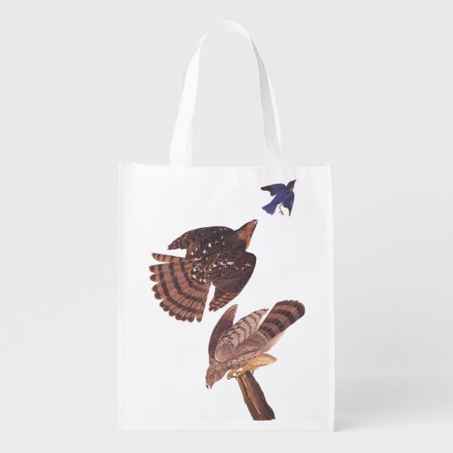 Cooper's Hawk Audubon Birds of Prey Reusable Grocery Bag (Front)
