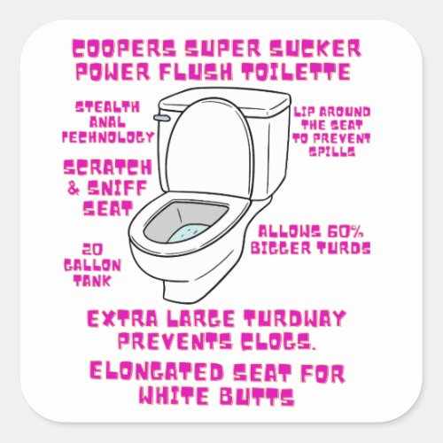 Coopers super sucker toilette  square sticker