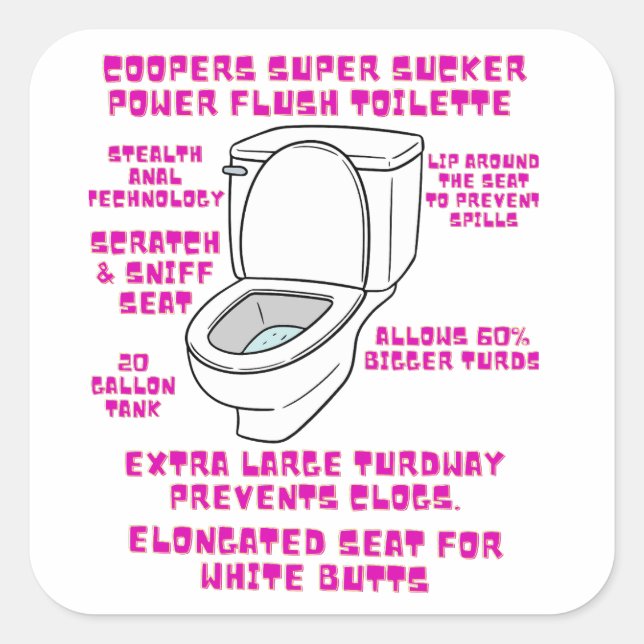 Cooper's super sucker toilette  square sticker (Front)
