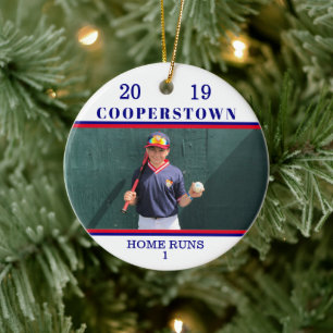 Cooperstown Baseball Photo Home Run Fun Facts Ceramic Ornament