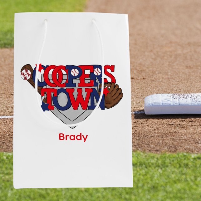 Cooperstown Baseball Stars, Glove, Bat & Ball Medium Gift Bag (Creator Uploaded)