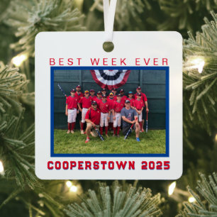 Cooperstown Baseball Team Photo Best Week Ever Metal Ornament