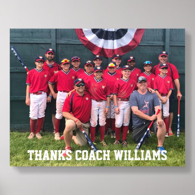 Cooperstown Baseball Team Photo Team Thanks Coach Acrylic Photo Tile (Front Set)