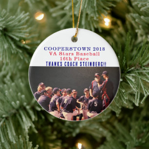 Cooperstown Coach Team Photo Baseball Gift Ceramic Ornament