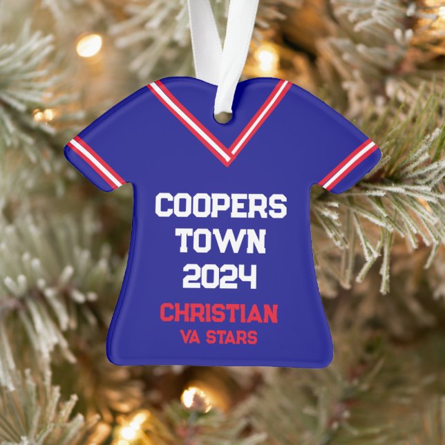 Cooperstown Custom Blue Jersey Year Name Team Ornament (Tree)