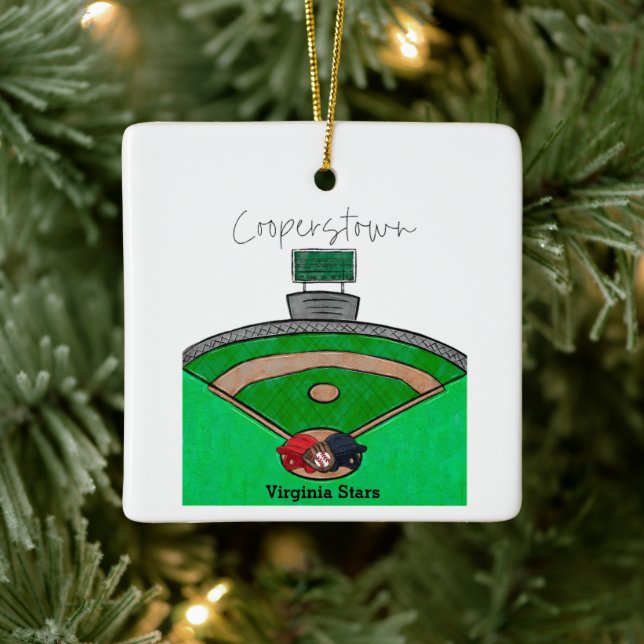Cooperstown Field Team Name Player Memory  Ceramic Ornament (Tree)