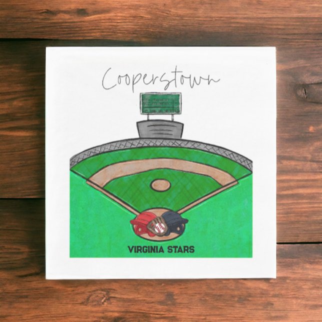 Cooperstown Field Team Party Personalized Napkins (Creator Uploaded)