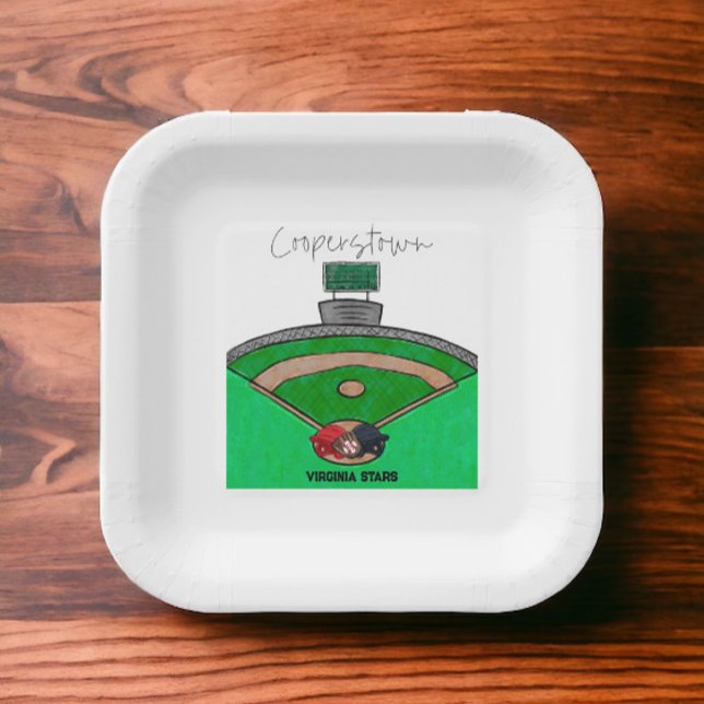 Cooperstown Field Team Party Personalized Paper Plates (Creator Uploaded)