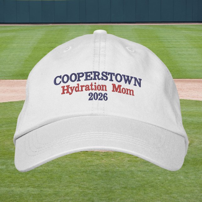 Cooperstown Hydration Mom | Funny Baseball Mom Embroidered Baseball Cap (Creator Uploaded)