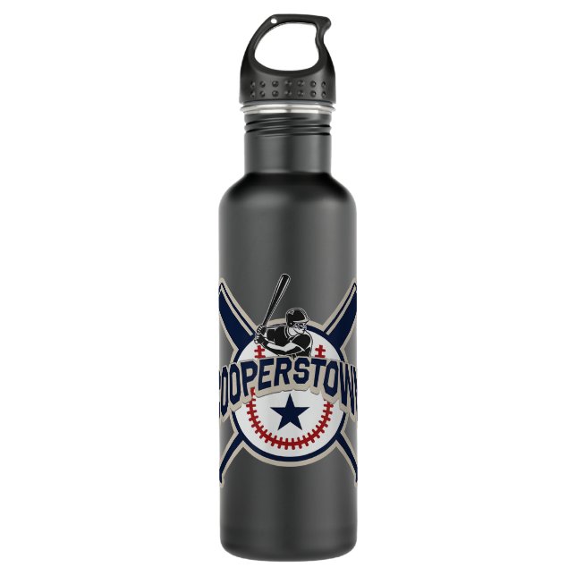 Cooperstown New York Baseball Game Family Vacation Stainless Steel Water Bottle (Front)