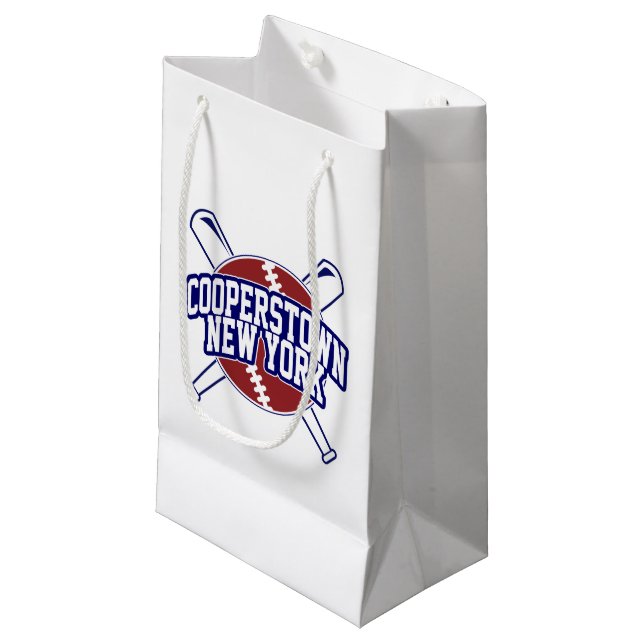 Cooperstown New York Baseball Small Gift Bag (Front Angled)