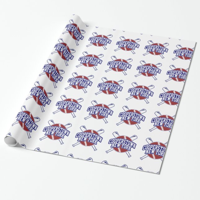 Cooperstown New York Baseball Wrapping Paper (Unrolled)