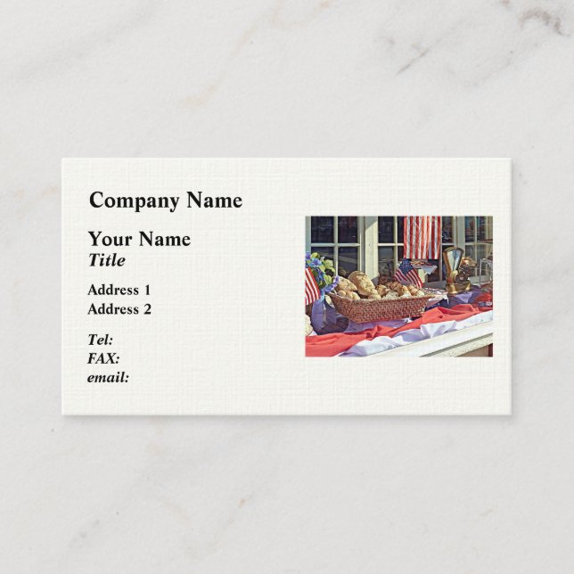 Cooperstown NY - Bakery Window With American Flags Business Card (Front)